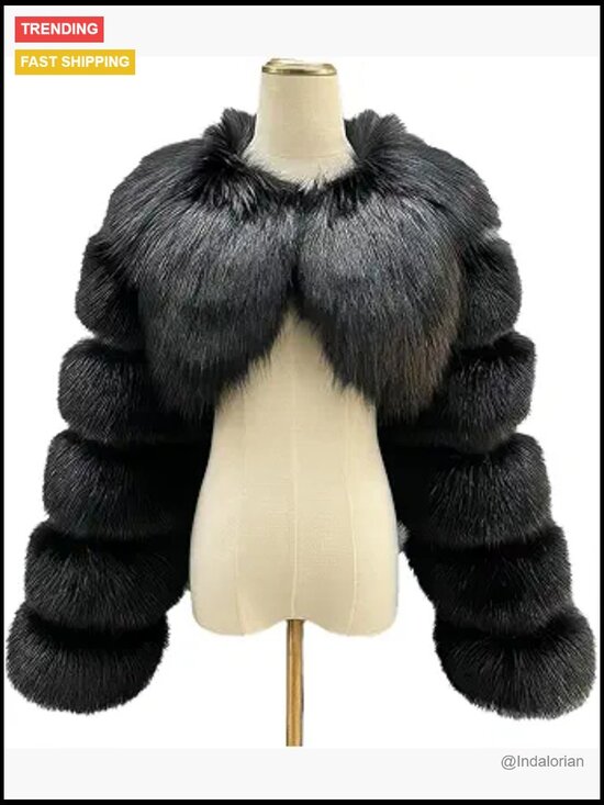 Jackets & Blazers - Women's Cropped Faux Fox Fur Bolero Jacket, Evening Party Shrug, Winter